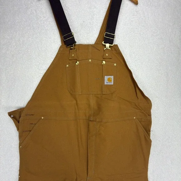 Carhartt Traditional Duck Bibs Overalls Quilt Lined 52x30 R02 BRN Brown NOS NWT - Picture 2 of 10